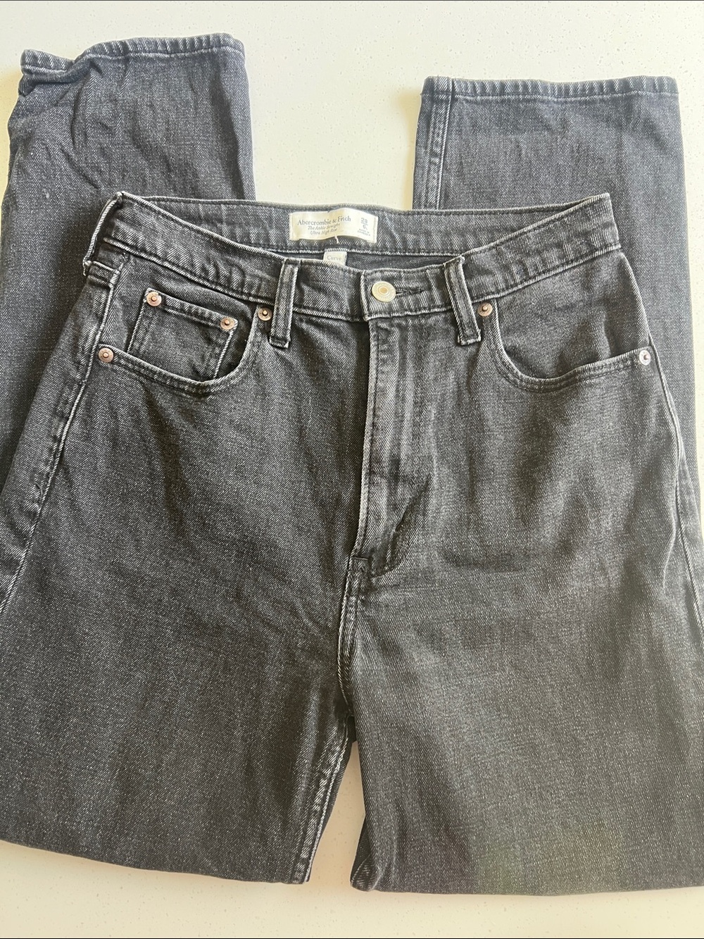 Abercrombie & Fitch Black Curve Love Ankle Straight Ultra High Rise Jeans